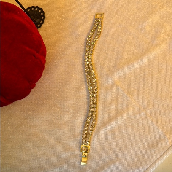 Gold and Silver Tennis Bracelet with Sparkling Gemstones - Picture 2 of 5